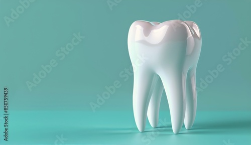White Tooth Model on Blue Background