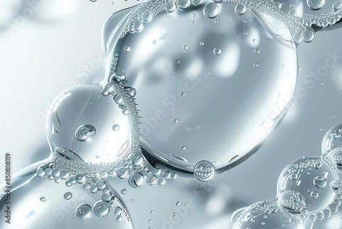 transparent gas bubbles on water surface.