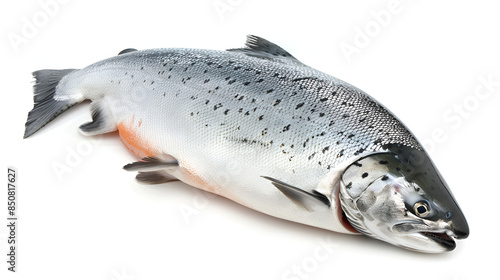 fresh salmon fish , white background