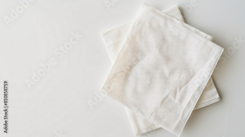 One clean paper napkin on white background