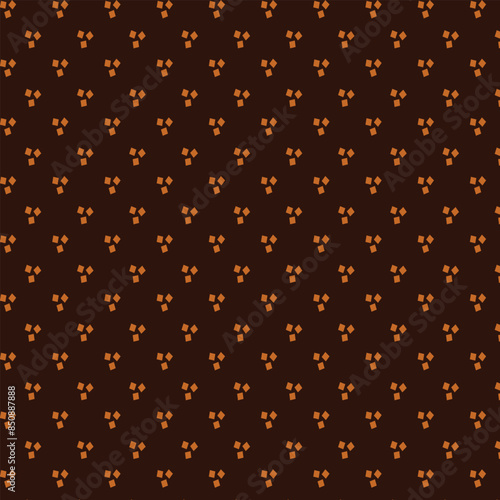 Seamless chocolate brown and golden simple basic digital squares textile pattern vector.