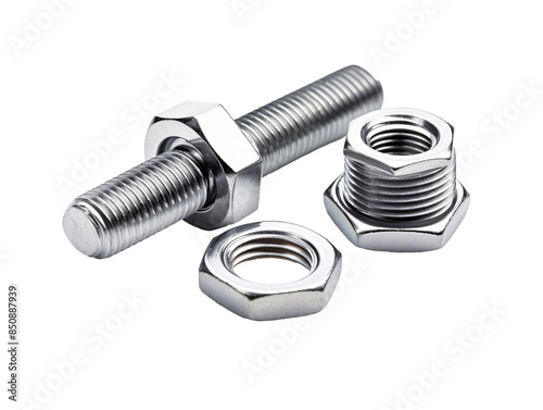 a bolt and nut with a white background