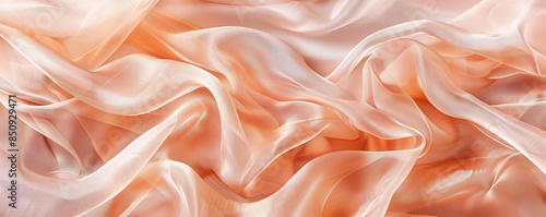 Fabric background with shimmering, organza in soft peach.