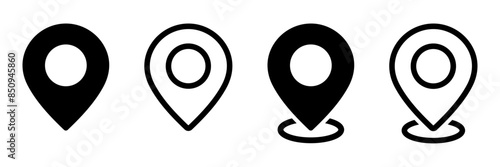 location pin icon symbol sign isolated on transparent background, map flat vector icon designs