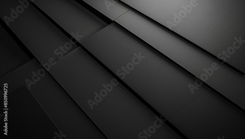 A sleek, minimalistic design featuring a black background with overlapping diagonal lines and geometric shapes. The texture varies slightly across different sections