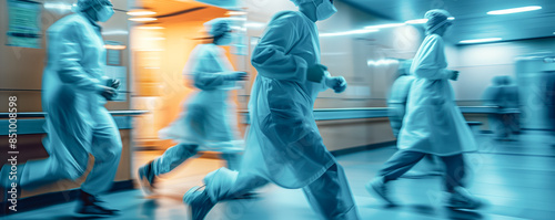 doctors are hurrying to the operation room hospital, motion blur