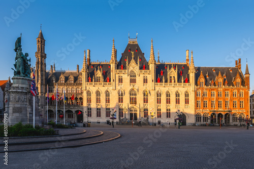 General view of Provinciaal Hof, Provincial Court, on the Markt of Bruges, Belgium