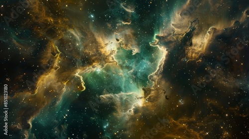 Nebulae and dust in celestial panorama symbolize boundless financial ventures