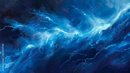 Blue lightning bolts abstract streaking with energy