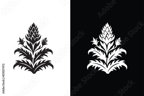 Acanthus flower icon, Floral Border, Baroque Decoration Element, Icon silhouette
