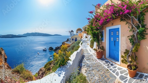 Idyllic Greek island at late spring early summer