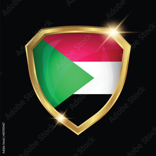 Sudan Flag Golden Shield Logo