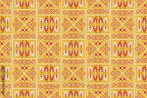 A seamless pattern featuring various shapes and elements with a vintage and floral design in a traditional and ornate style in autumn theme