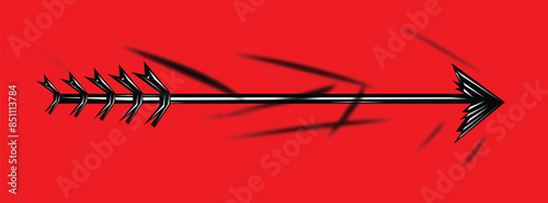 illustration with black marker of an arrow or arrow vector drawing