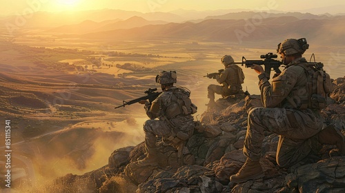 Soldiers Scanning Horizon on Patrol