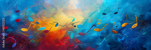 A Symphony of Colors: Jazzy Music Notes in Motion Capturing the Essence of Improvisation and Soulful Expression