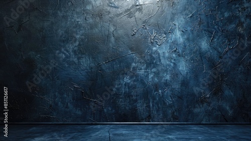 Navy Blue Dark Stucco Wall Background with Abstract Grunge Decor