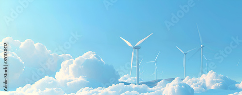 Wind turbines on a hill with the sky in the background. wind turbines, hill, sky, wind energy, renewable energy, green energy, wind farm, wind power, 