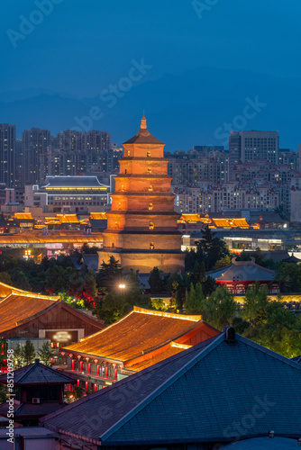 Ancient Pavilion at Twilight in Cityscape