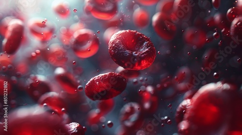 3d render of a blood globulins under the microscope. model 3d illustration.