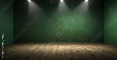 Green empty room, fresh gradient studio blank stage backdrop background, modern empty space for product display, presentation, green topic event backgrounds, minimal wall scene.
