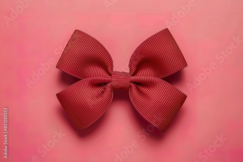 Red grosgrain bow isolated on white background