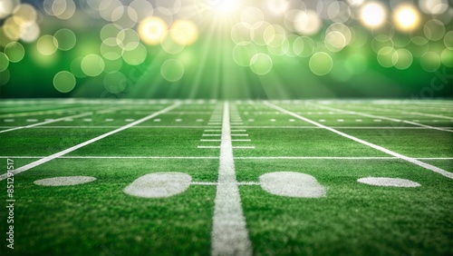 Football Field Blur: A green blurred background with subtle white lines, mimicking an American football field. 