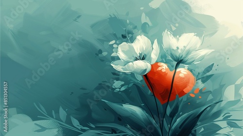 Orange flower floating in water with a world map background