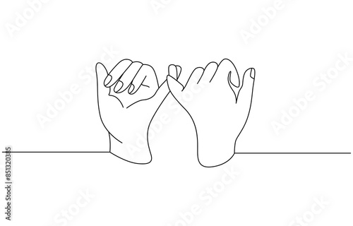 Single line one line art Hand drawn pinky promise concept line art style