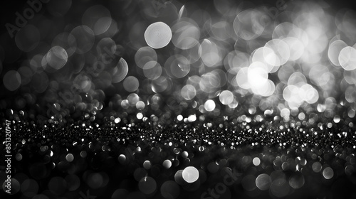 Silver lights bokeh defocus abstract background. Silver Festive . Glitter twinkled bright background,Black and White from my idea of soft bokeh abstract background