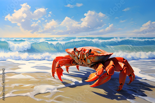 crab on the beach. Generative Ai