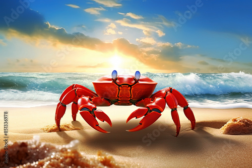 crab on the beach. Generative Ai