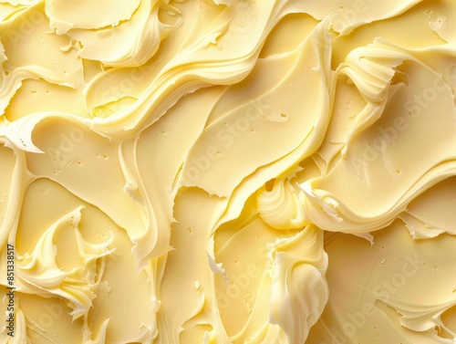 Close-up of creamy, smooth, and rich butter texture. Photographed from above. Perfect for food backgrounds.