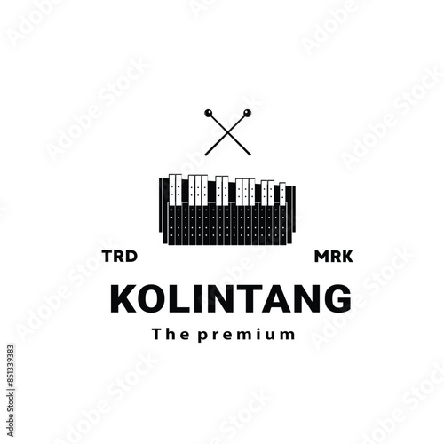 Traditional musical instrument logo illustration, kolintang silhouette is suitable for music shops and communities