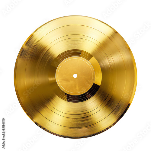 Golden vinyl record on a on transparent background