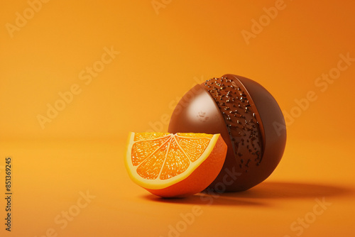 a chocolate ball with a slice of orange