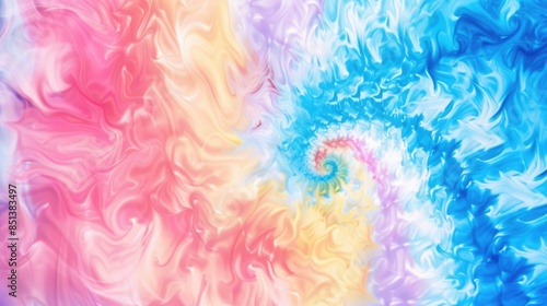 Tie Die Background. Pastel Swirl Tie-Dye in Blue with Abstract Colorful Design