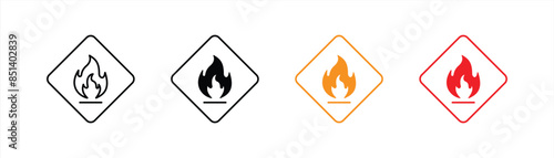 fire icon set. flame icon sign symbol collections, vector illustration