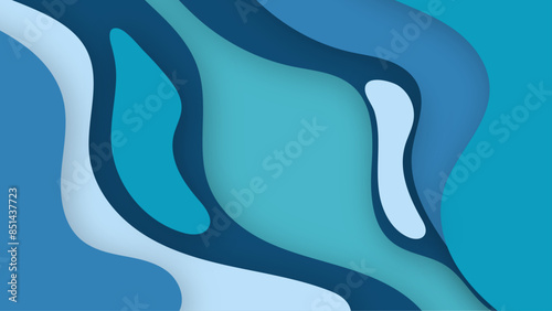 blue abstract paper cut background