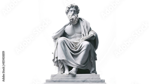 Stoic marble statue isolate on transparant background