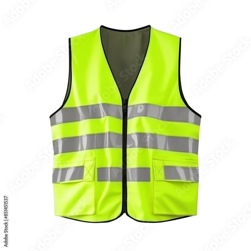 A high-visibility vest takes center the picture, isolated on a white background for easy cutting out. The illustration features a stylish surrealistic design.