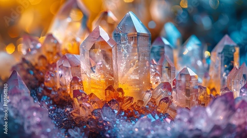 A macro photograph of a crystal formation, showing the intricate details and beauty of natural minerals, often used in jewelry and decorative items.