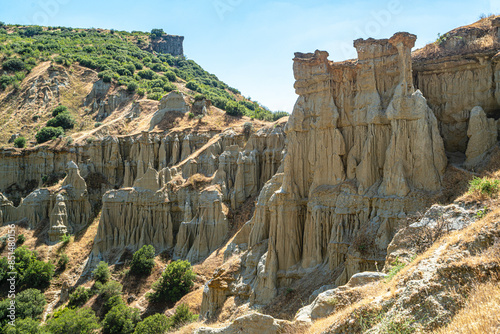 Sceniv views of Kuladokya, which are natural formations were formed by the effects of rainwater, temperature changes, wind, and erosion in Kula, Manisa 