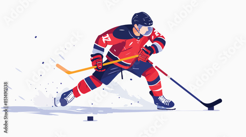 Ice-hockey player with stick. flat vector style isolated