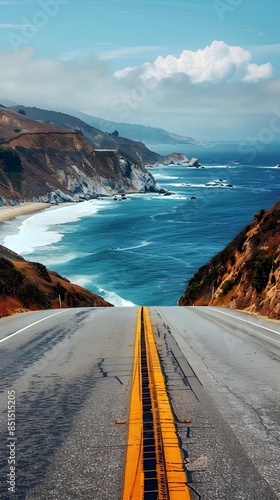 Scenic Road Trip Along the Pacific Coast Highway with Dramatic Coastline Landscape