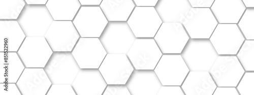 Abstract white hexagonal geometric background. Luxury White 3D futuristic honeycomb mosaic white background. Abstract white lines background. Vector Illustration.