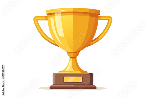 Trophy cup Champion trophy shiny golden cup sport award Winner prize champions celebration winning concept modern flat design simple vector illustration isolated transparent background