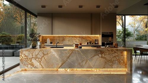 Luxe marble countertops gleaming under soft ambient light, elevating the aesthetic of modern kitchens. Abstract Backgrounds Illustration, Minimalism,