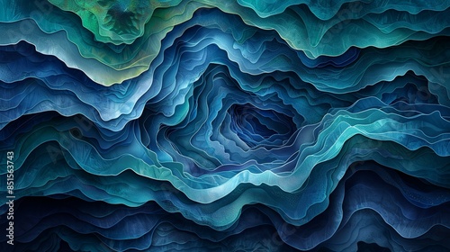 Textured layers of midnight blue and emerald green, suggesting depth and complexity within the composition. Abstract Backgrounds Illustration, Minimalism,