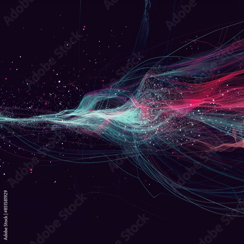 Motion and Flow: Add dynamic motion effects to some of the lines and nodes, suggesting the flow of data and information. This can create a sense of continuous movement and activity. Generative AI